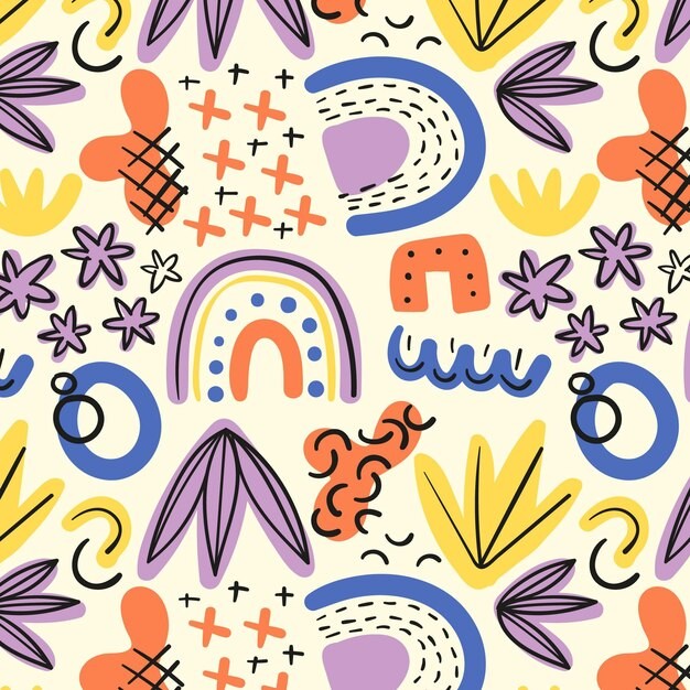 手绘抽象涂鸦花纹图案