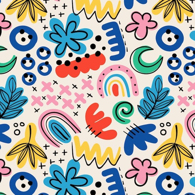 手绘抽象涂鸦花纹图案