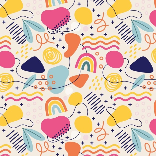 手绘抽象涂鸦花纹图案