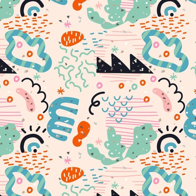 手绘抽象涂鸦花纹图案