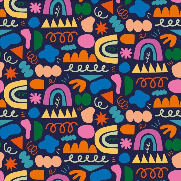 手绘抽象涂鸦花纹图案