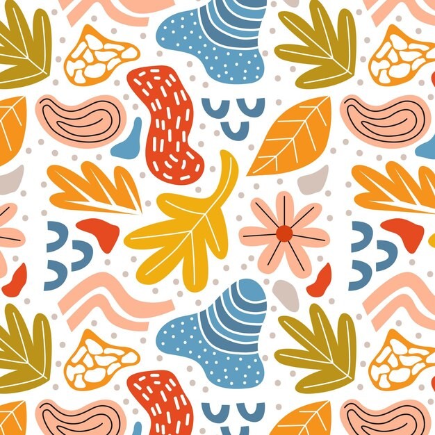 手绘抽象涂鸦花纹图案