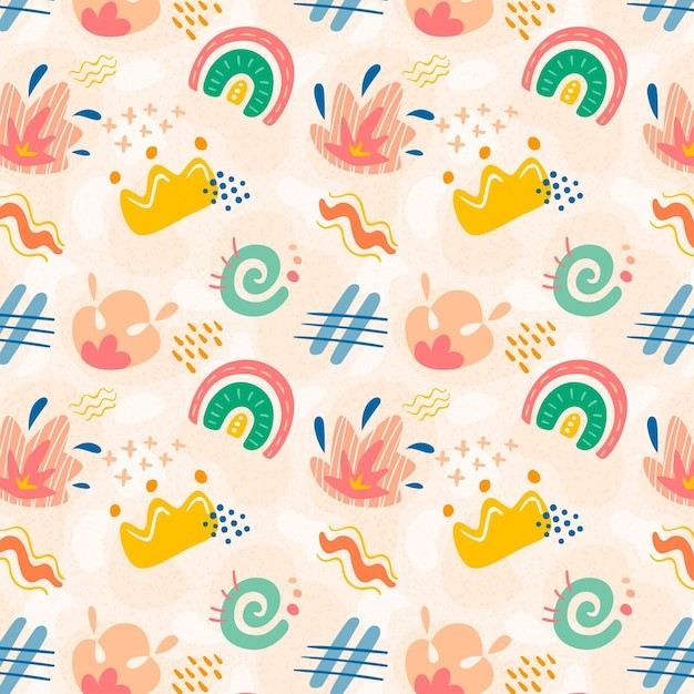 手绘抽象涂鸦花纹图案