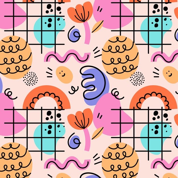 手绘抽象涂鸦花纹图案