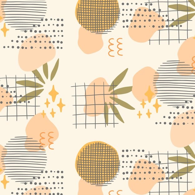 手绘抽象涂鸦花纹图案