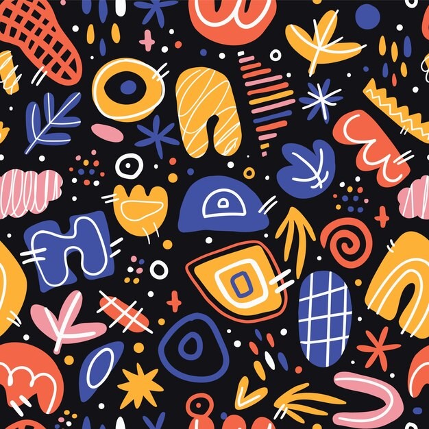 手绘抽象涂鸦花纹图案