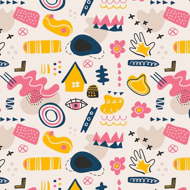 手绘抽象涂鸦花纹图案