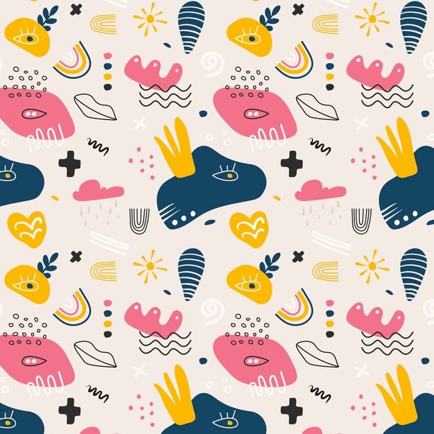 手绘抽象涂鸦花纹图案