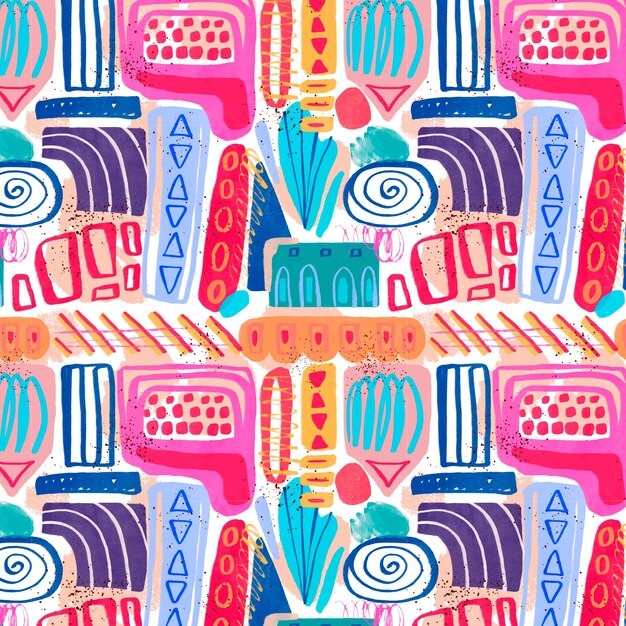 手绘抽象涂鸦花纹图案