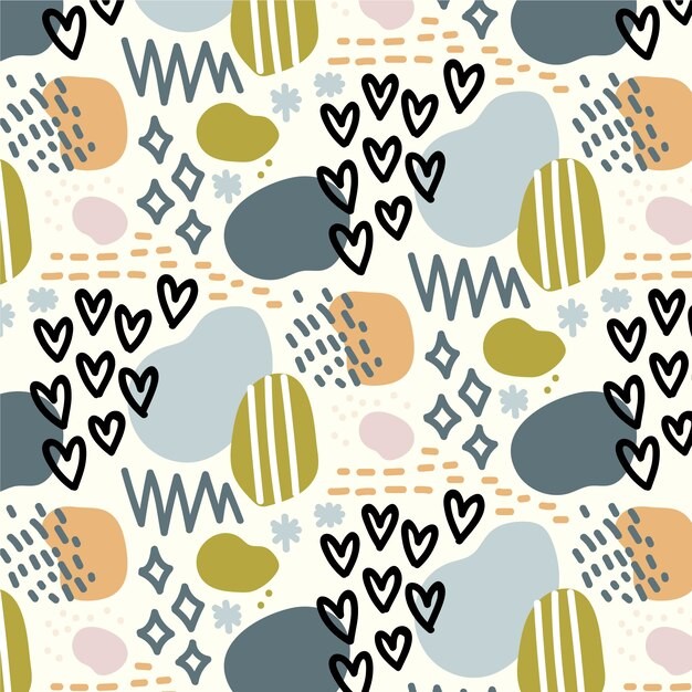 手绘抽象涂鸦花纹图案