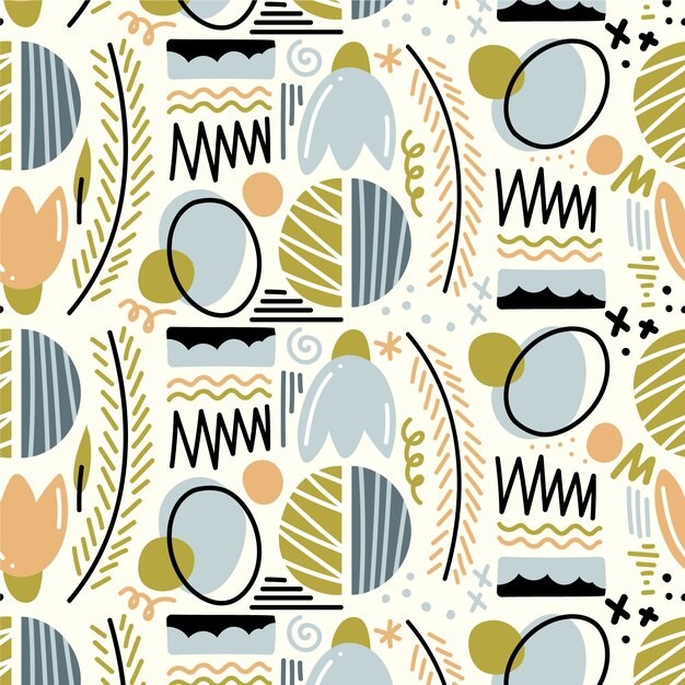 手绘抽象涂鸦花纹图案