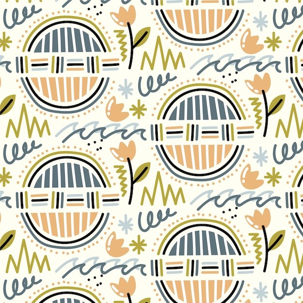 手绘抽象涂鸦花纹图案