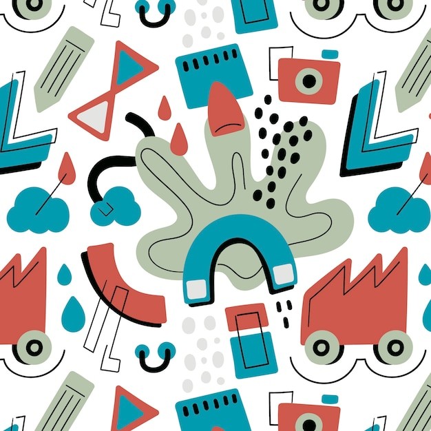 手绘抽象涂鸦花纹图案