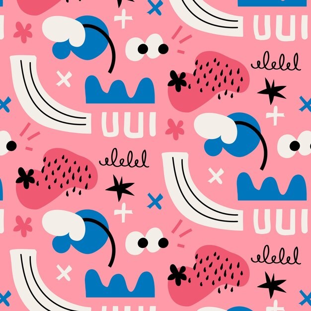 手绘抽象涂鸦花纹图案