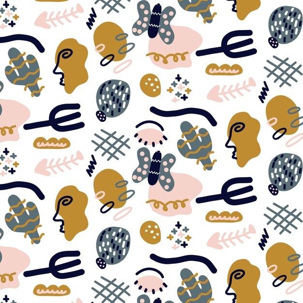 手绘抽象涂鸦花纹图案