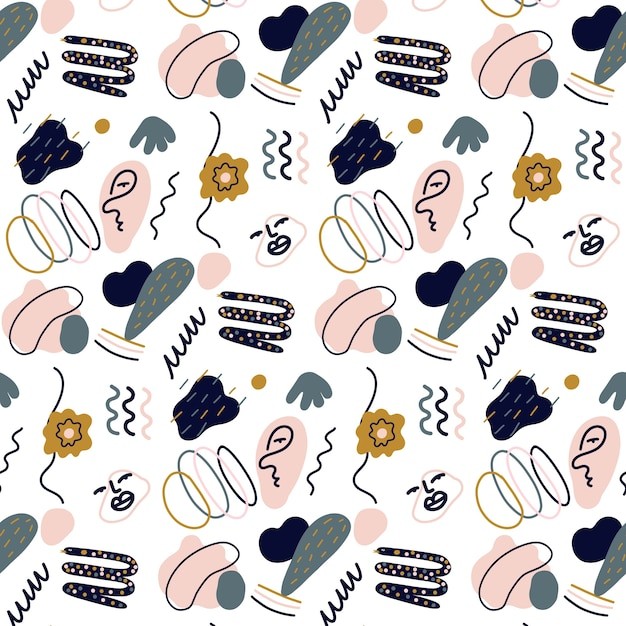 手绘抽象涂鸦花纹图案