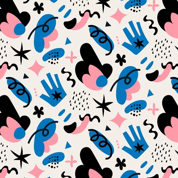 手绘抽象涂鸦花纹图案