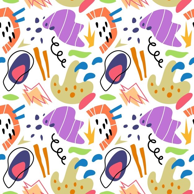 手绘抽象涂鸦花纹图案