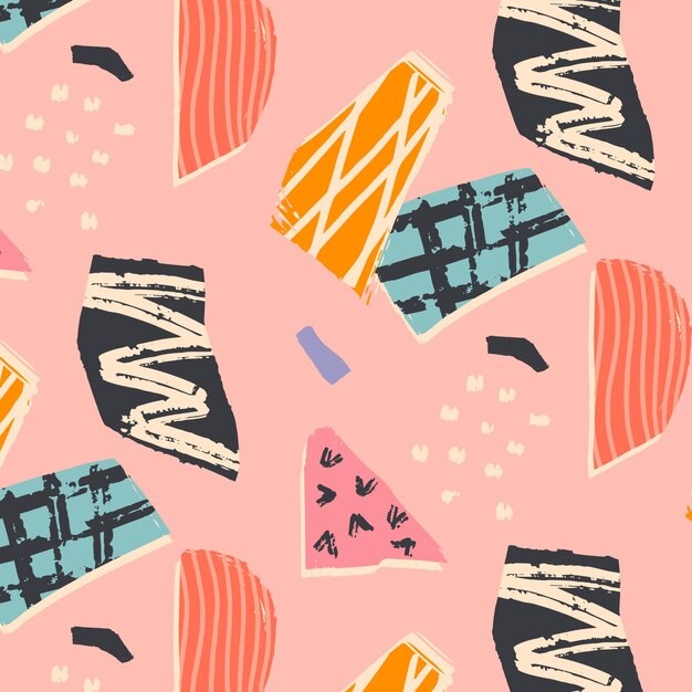 手绘抽象涂鸦花纹图案