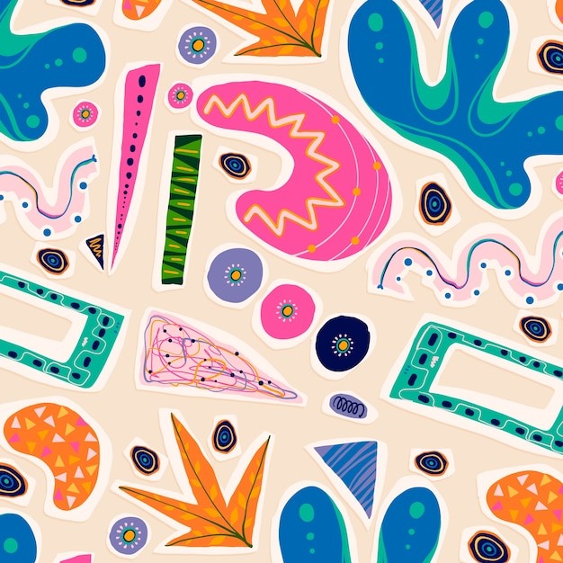 手绘抽象涂鸦花纹图案