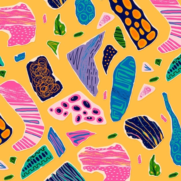 手绘抽象涂鸦花纹图案