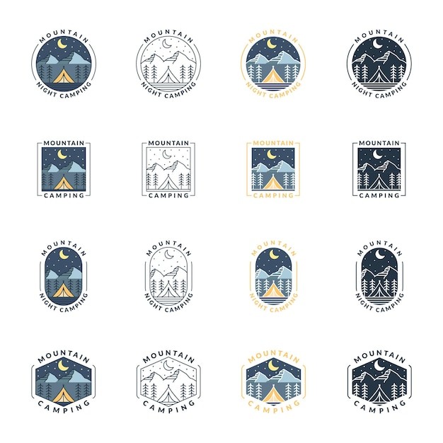 夜晚露营风景标志logo