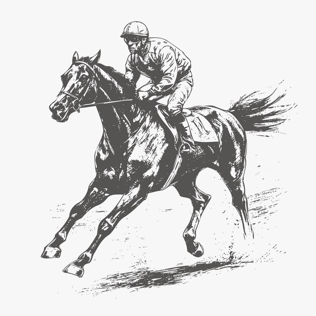 马术骑马手绘马插画