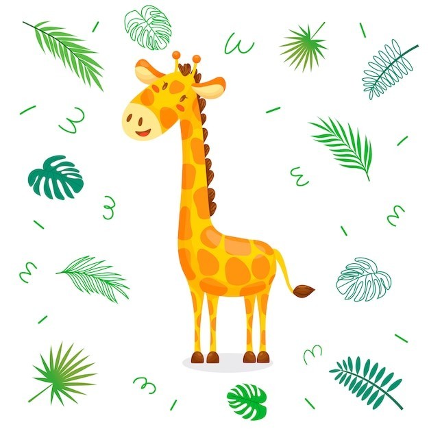卡通长颈鹿动物插画