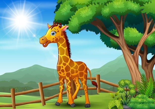 卡通长颈鹿动物插画