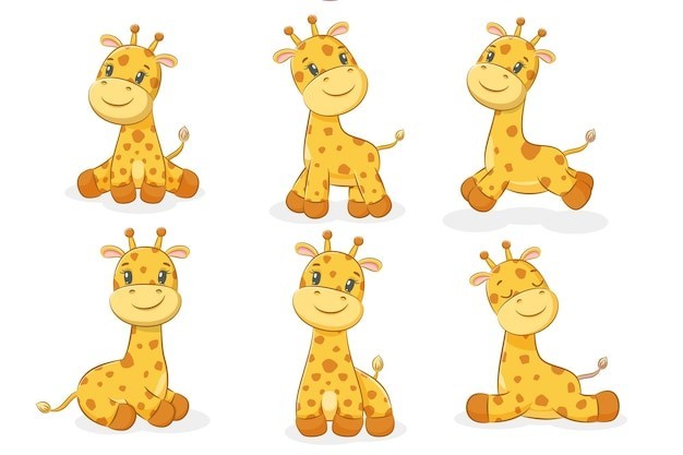 卡通长颈鹿动物插画