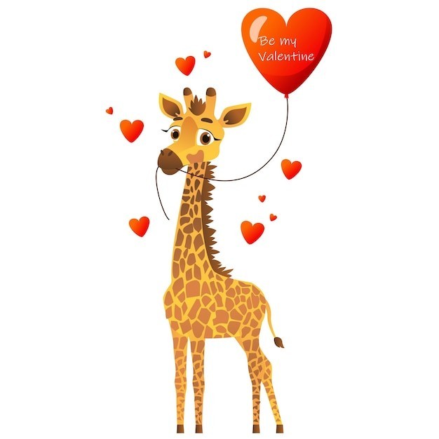 卡通长颈鹿动物插画