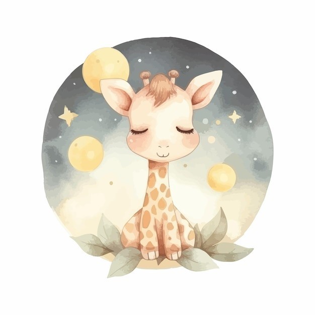 卡通长颈鹿动物插画