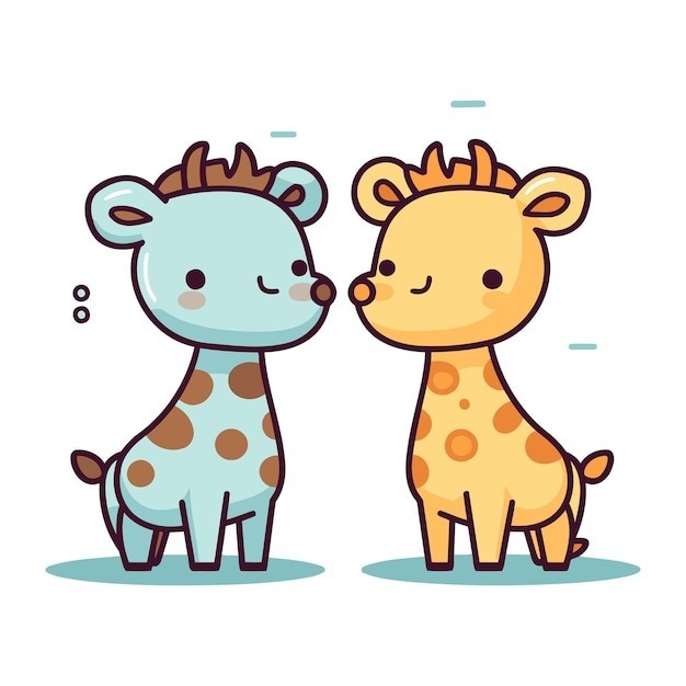 卡通长颈鹿动物插画