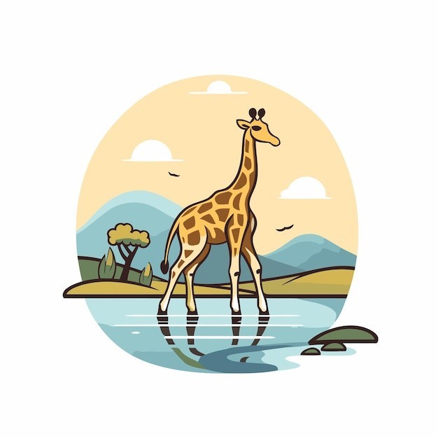 卡通长颈鹿动物插画