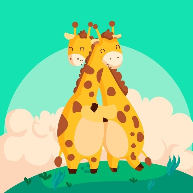 卡通长颈鹿动物插画