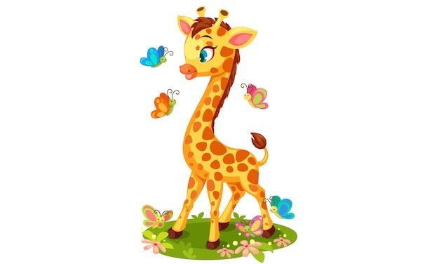 卡通长颈鹿动物插画