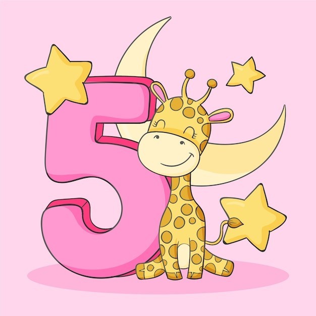 卡通长颈鹿动物插画