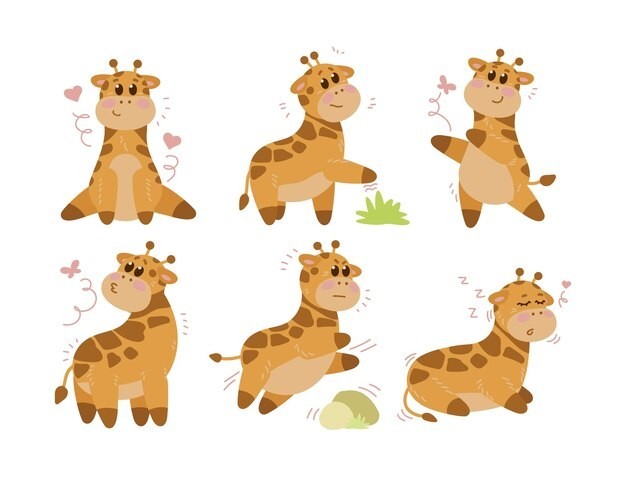 卡通长颈鹿动物插画