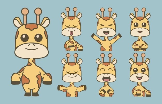 卡通长颈鹿动物插画