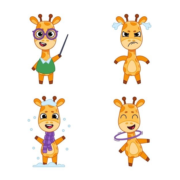 卡通长颈鹿动物插画