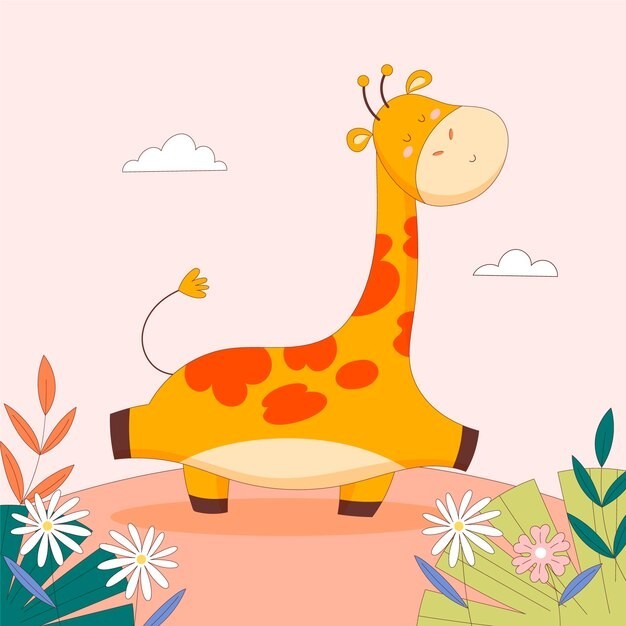 卡通长颈鹿动物插画