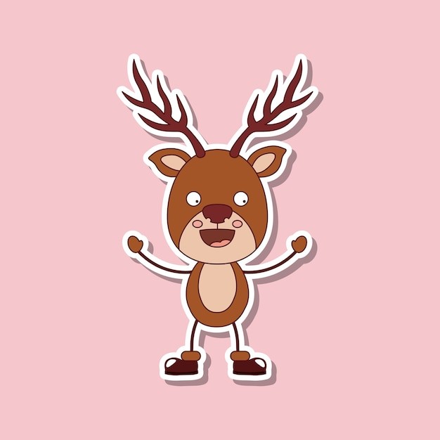 有趣的圣诞驯鹿角色孤立图标设计