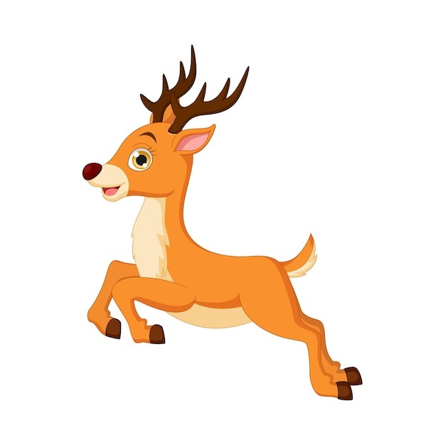 可爱的小鹿跳跃孤立在白色