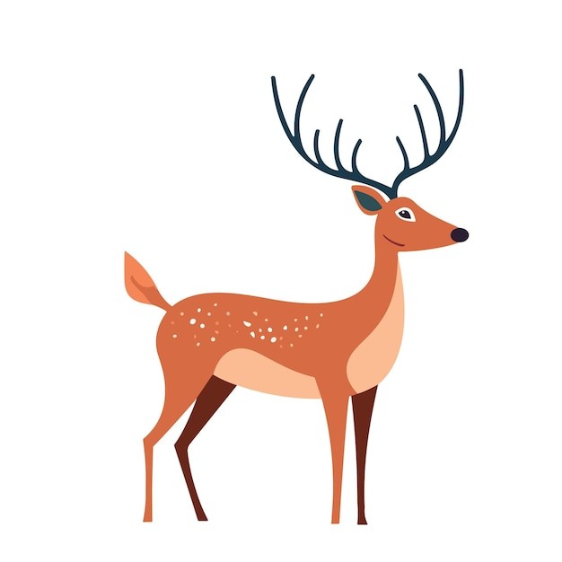 鹿在白色背景上孤立的卡通风格
