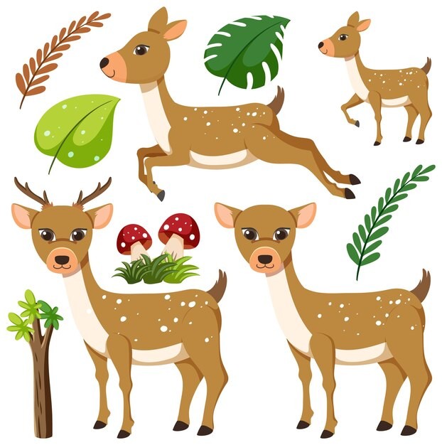 鹿卡通人物一套