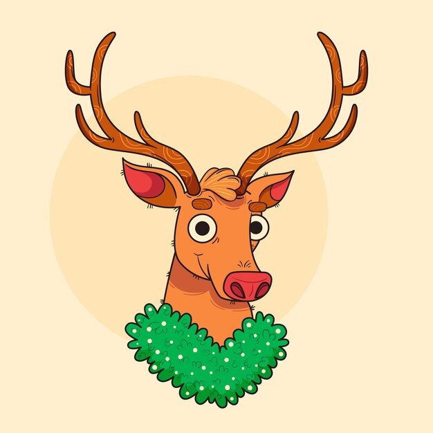 手绘卡通鹿头图