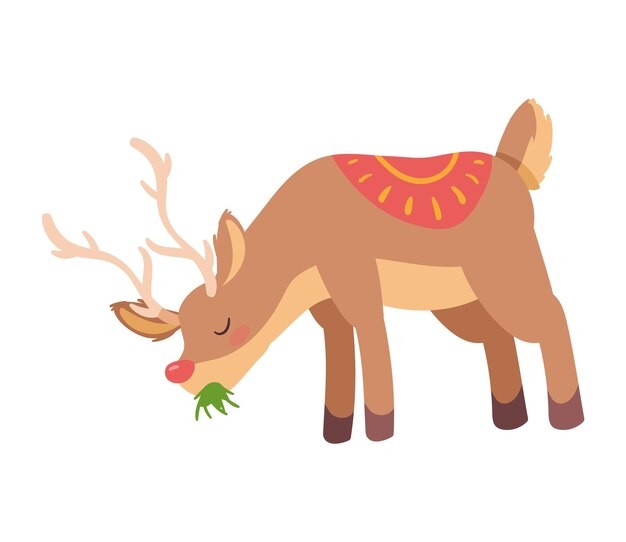孤立的圣诞鹿吃插图
