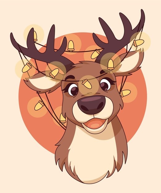 手绘卡通鹿头图