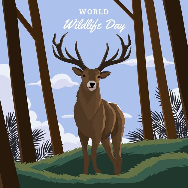 平坦的世界野生动物日图