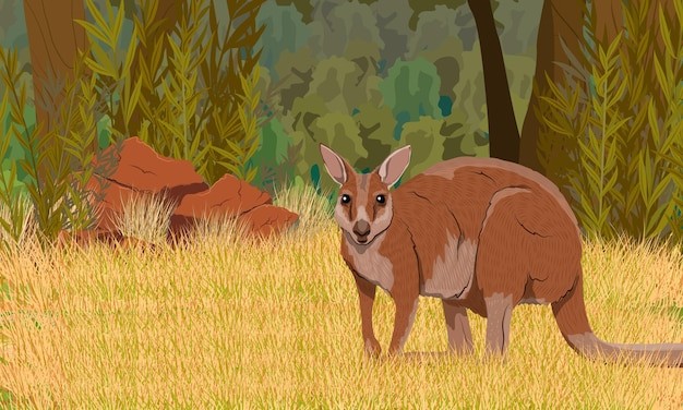 袋鼠场景动物插画